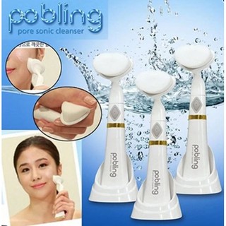 แปรงทำความสะอาดผิวหน้า  ระบบสั่น(สีขาว) SONIC Pobling color pore cleansing brush