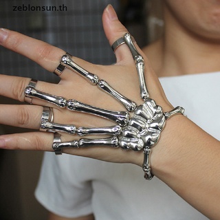 (Ze) สร้อยข้อมือ กําไลข้อมือ ปรับได้ ลายกะโหลก สไตล์โกธิค พังก์ ไอน้ํา