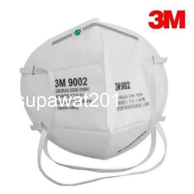 3M หน้ากากกันฝุ่น หน้ากากใช้แล้วทิ้งสำหรับป้องกันฝุ่น ละออง รุ่น 3M 9002 GB2626-2019 KN90 (HEADBAND)
