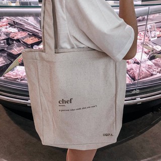 NT384  Zopa Tote Bag :Chef  กระเป๋าผ้า กระเป๋าช้อปปิ้ง กระเป๋าผ้าดิบ ถุงผ้า วินเทจ ออแกนิค  ช้อปปิ้ง กระเป๋าใส่หนังสือ