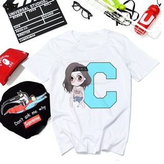 เสื้อสกรีนอักษรน่ารักๆ ตัว C ลายน่ารักๆ ใส่สบาย ไม่ยืดไม่ย้วย