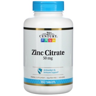 (พร้อมส่ง) 21st Century Zinc Citrate 50 mg 360 Tablets