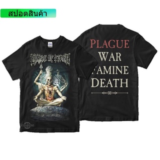 เสื้อยืด พิมพ์ลาย PLAGUE WAR FAMINE 3 PLAGUE สีดํา สไตล์โกธิค