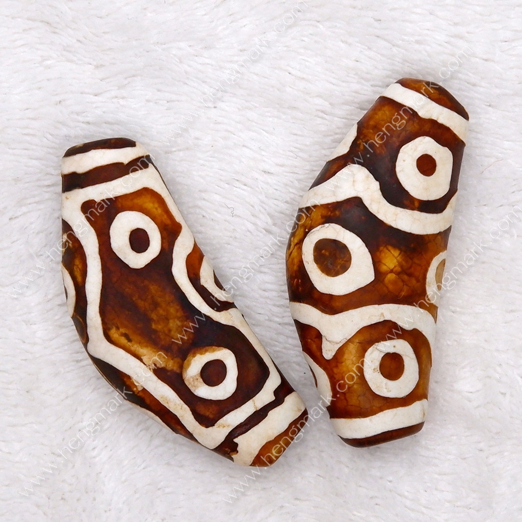 หินทิเบต หินดีซีไอ DZIรูปบูมเมอแรง 7 ตา และ 9 ตา สำหรับร้อยสร้อยคอ