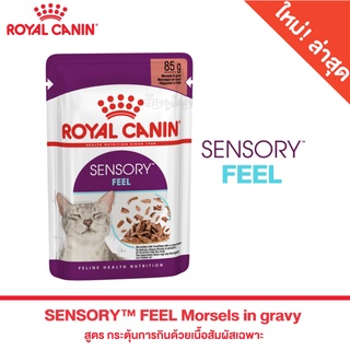 Royal Canin SENSORY FEEL อาหารแมวแบบเปียก สำหรับแมวช่างเลือก กระตุ้นการกินด้วยเนื้อสัมผัสเฉพาะ (เกรวี่) (85g)