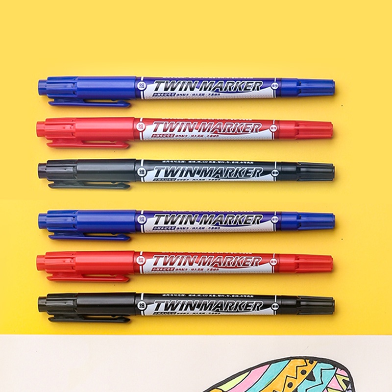 M&G 0.5/1.0 มม. ความมัน ปากกามาร์กเกอร์คู่ สีดํา / แดง / น้ําเงิน ไฮไลท์หมึก