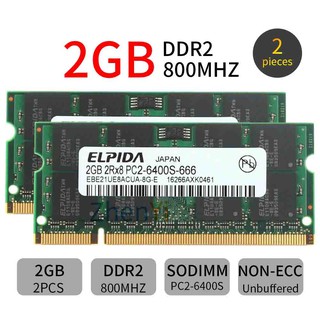 Elpida 2pcs 2GB PC2-6400 DDR2 800mhz 200Pin SODIMM Intel Laptop RAM NOTEBOOK RAM AD22