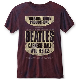 [100% Cotton] เสื้อยืด ผ้าฝ้าย 100% พิมพ์ลาย The Beatles Carnegie Hall Burnout แฟชั่นยอดนิยม สําหรับวันพ่อ