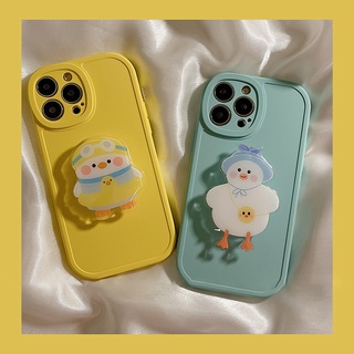 เคสโทรศัพท์มือถือ ลายเป็ดน่ารัก พร้อมขาตั้ง สําหรับ Xiaomi Mi 11 Lite 5G NE 8 9 10 Lite 10s 12 10T Redmi Note 7 8 10 11 Pro Plus 5G 9A 10A 9T POCO F2 F3 X3 GT M4 M3 Pro K40s เคสซิลิโคนนิ่ม ปิดด้านหลัง