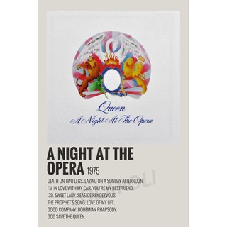 โปสเตอร์ มันวาว พิมพ์ด้านเดียว ขนาด A5 14.8 ซม. x 21 ซม. รูปปกอัลบั้ม A Night At The Opera Queen