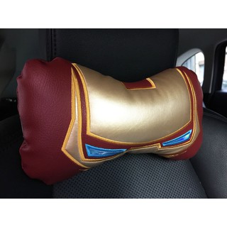 ลิขสิทธิ์แท้ ไอรอนแมน หมอนรองคอ ทรงกระดูก 1 ชิ้น หนังเทียม Iron Man Faux Leather 1 pc Car Neck Rest Cushion Head Pillow