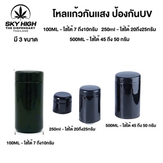 ขวดแก้วทึบสีดำ กันแสงยูวี เก็บสมุนไพร เก็บกลิ่น ปราศจากความชื้น UV Shield