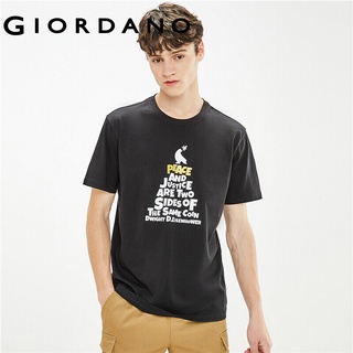 HH Giordano Men เสื้อยืดคอกลมแขนสั้นผ้าฝ้ายพิมพ์โลหะร้อน Free Shipping 01091384 cotton