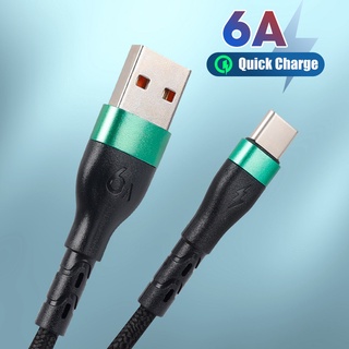 1/2 ม. 6A สายชาร์จเร็วมาก Type C USB / สายข้อมูลชาร์จเร็วไนล่อนถัก สําหรับสมาร์ทโฟน พอร์ต Type-C