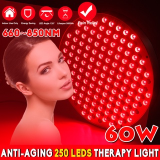 ไฟ LED 250 ดวง 60W 660nm อินฟราเรด 850nm สีแดง บรรเทาอาการปวดผิว 60W