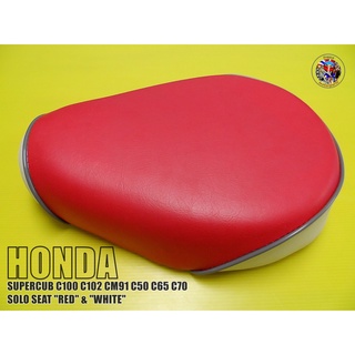 HONDA SUPERCUB C100 C102 CM91 C50 C65 C70 SOLO SEAT RED-WHITE เบาะหน้าสีแดง ขาว