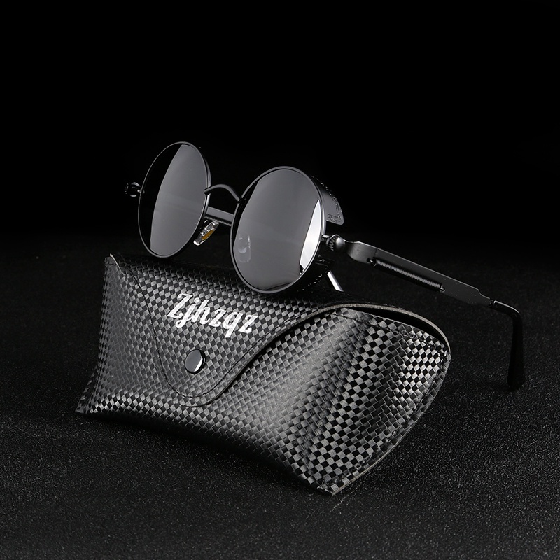 Gcv High Quality Gothic Steampunk Sunglasses Polarized Men Women Brand Designer Vintage Round 