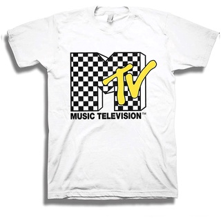 ผ้าฝ้าย 100%100%cotton เสื้อ ยืด ผ้า มัด ย้อม MTV Mens Shirt With Checkerboard - #TBT Mens 1980s Clothing - I Want My T