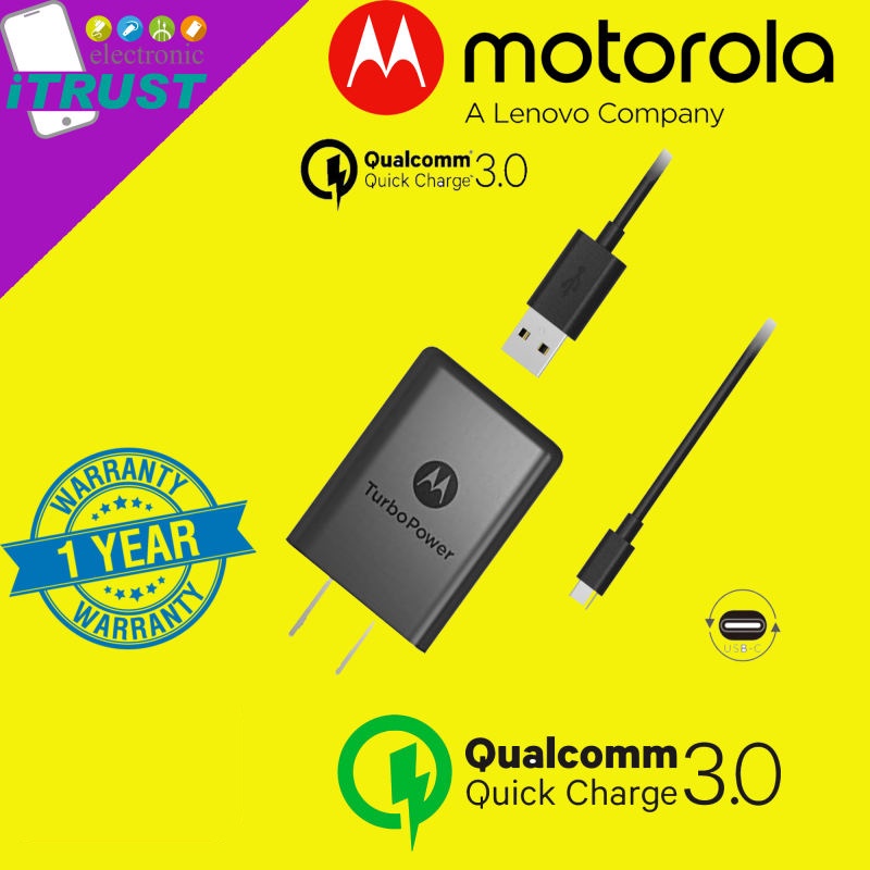 Motorola สายชาร์จกับหัวชาร์จ Type C TurboPower 15W ใช้ได้กับทุกรุ่น Motorola E / G / Z ของใหม่ (ประก