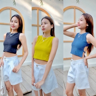 Super waffle crop เสื้อกล้ามครอป โชว์หลัง