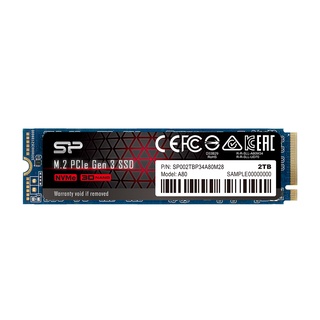 Silicon Power เอสเอสดี 1TB 512GB 256GB NVMe PCIe Gen3x4 A80 M.2 2280 SSD Internal Solid State Drives Read 3400/3000 MB/s