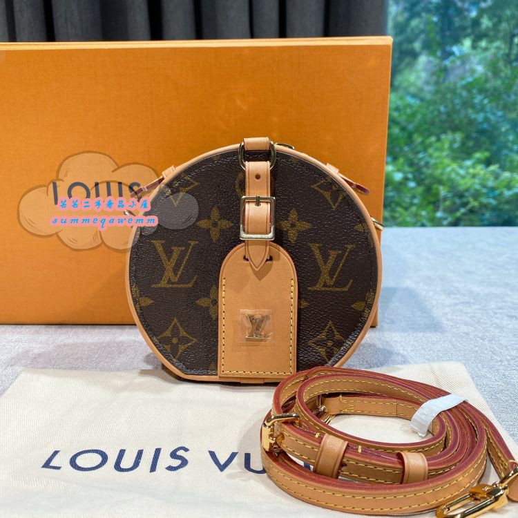 LOUIS VUITTON Louis Vuitton LV BOITE CHAPEAU กระเป๋าใส่เค้กทรงกลมขนาดเล็ก/กระเป๋าสะพายไหล่/กระเป๋าสะพายข้าง M44699