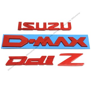 โลโก้ อีซูซุ ดีแม็ก ดีดีไอ แซท Logo ISUZU D-MAX Ddi Z ติดท้ายกระบะ แต่งรถ ตัวนูน สีแดง D-MAX Ddi Z 2012-2019