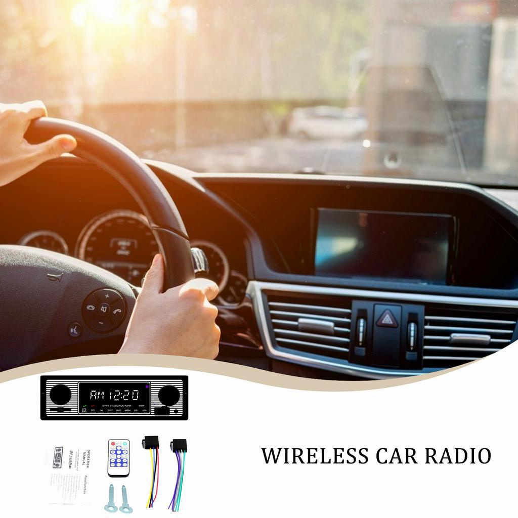 【COD】วิทยุติดรถยนต์บลูทูธวินเทจไร้สายรีโมทคอนโทรล MP3 เครื่องเล่นมัลติมีเดีย AUX เครื่องชาร์จ USB FM