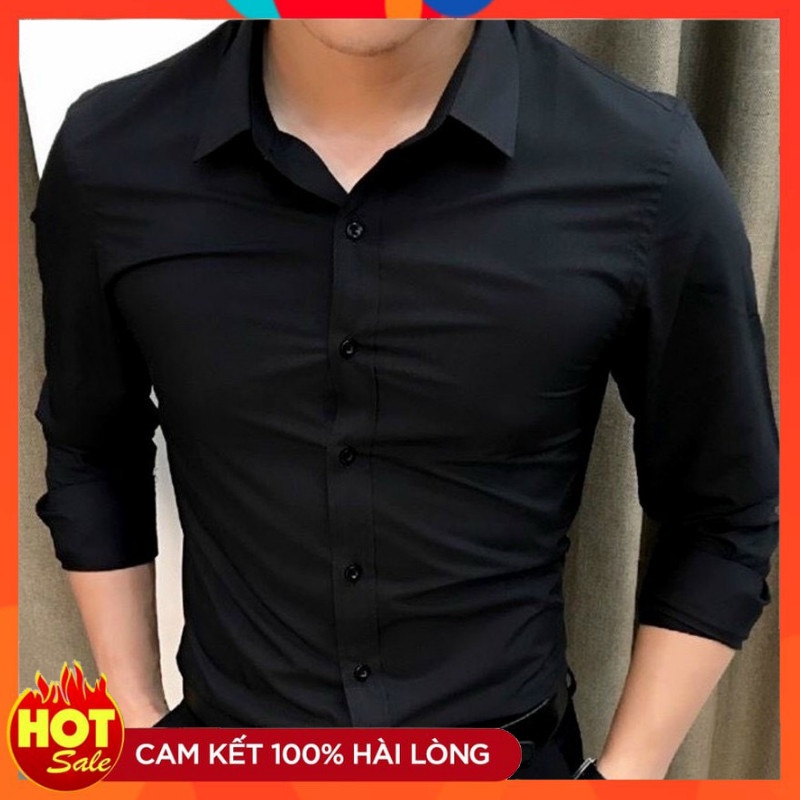 Mens Basic เสื้อเชิ้ตแขนยาวสีพื้น ทําจากผ้าฝ้ายไหมเนียนเย็น ผ้าซึมซับดี - สํานักงานมาตรฐาน Form theb