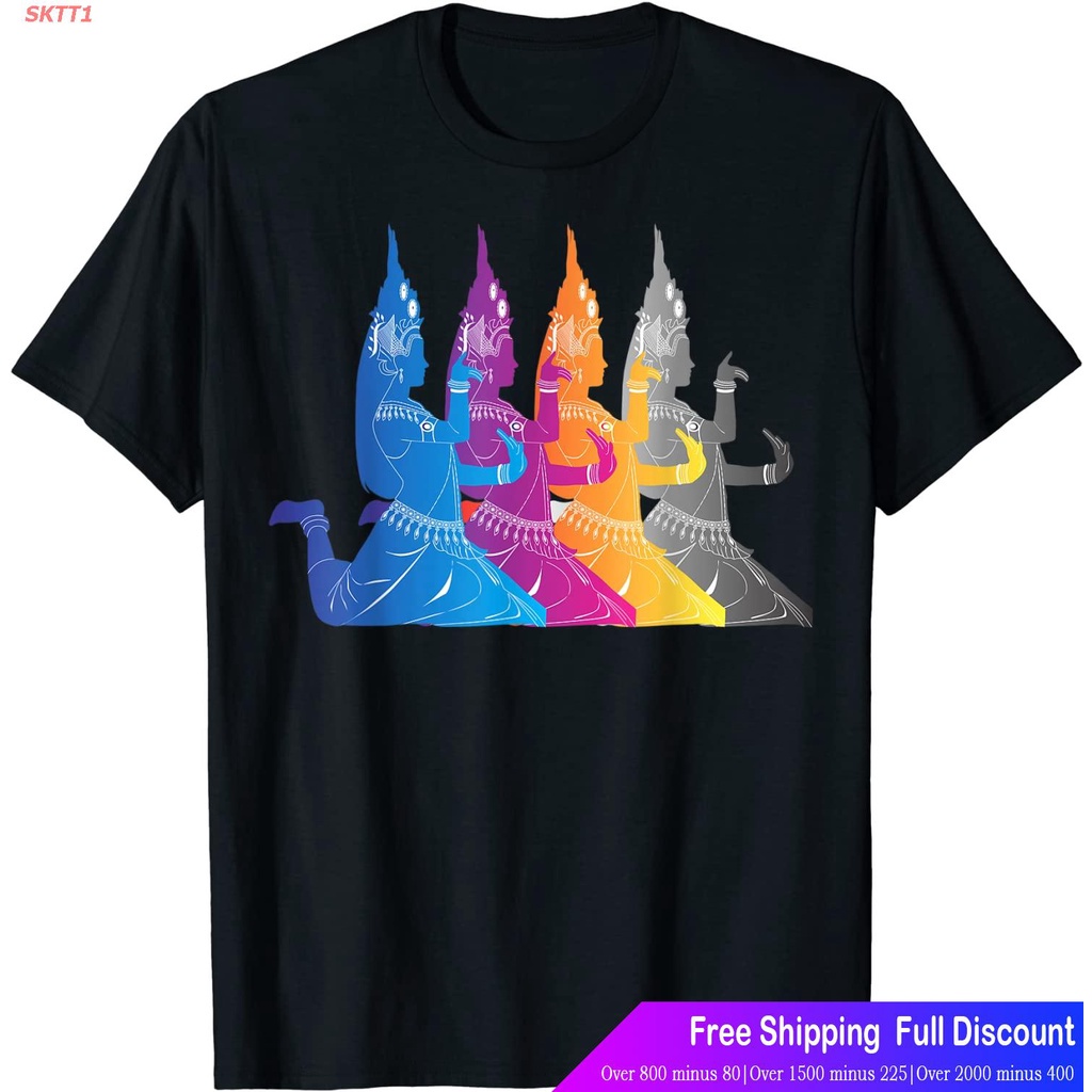 เสื้อยืดผ้าฝ้าย thailandเสื้อยืดผู้ชาย Southeast Asian Colorful Traditional Dance Thailand Cambodia 