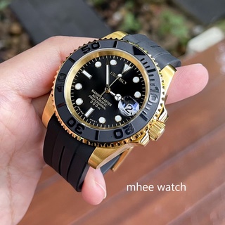 Seiko Mod Gold Black Yacht Master Rubber Strap