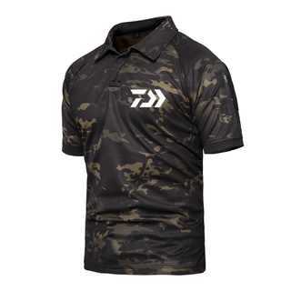 Daiwa เสื้อยืดแขนสั้น ลายพราง เหมาะกับฤดูร้อน สําหรับผู้ชาย ใส่ปั่นจักรยาน ตกปลา เล่นกีฬากลางแจ้ง