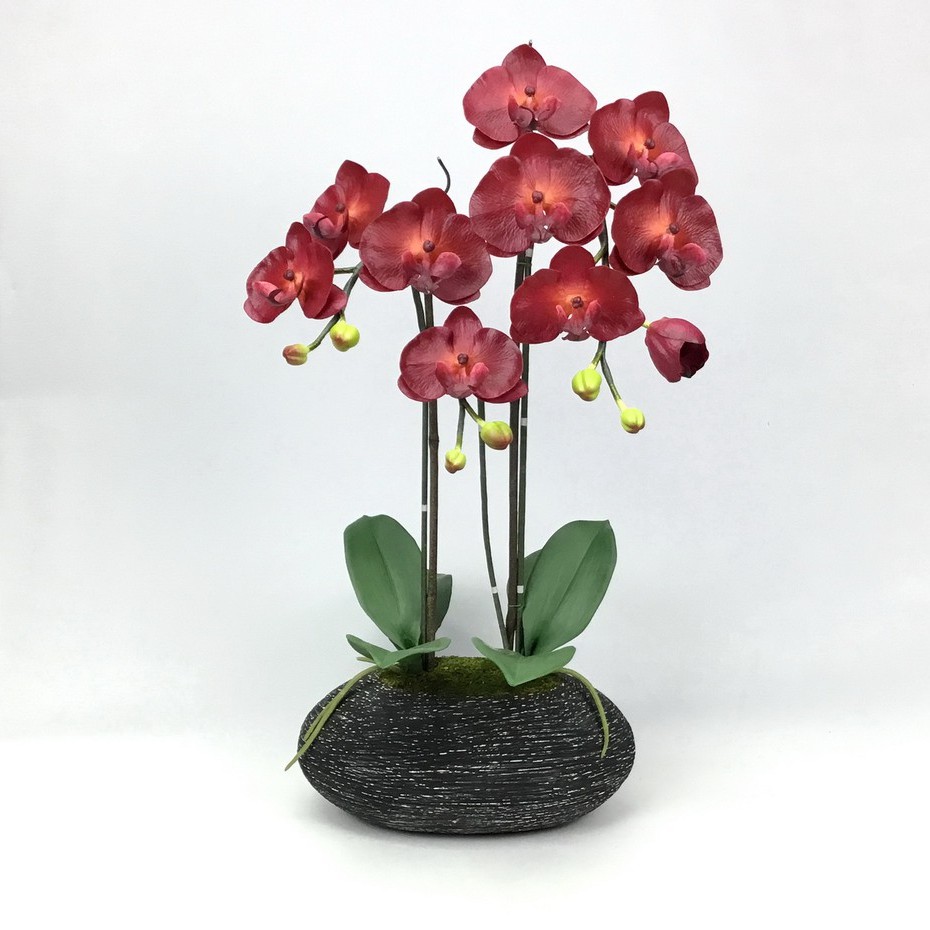 OrientalFineArt ดอกกล้วยไม้ปลอม phalaenopsis orchid plant pot arrangement