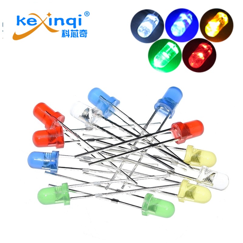 5 สี * 10 ชิ้น = 50 ชิ้น / 1 สี = 50 ชิ้น F3 3 มิลลิเมตร LED ไดโอดชุดสารพันสีเขียวสีฟ้าสีขาวสีเหลือง