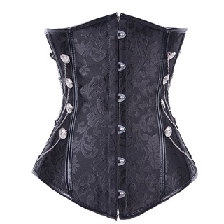 Wechery Steampunk Corset Underbust เข็มขัดรัดหน้าท้อง เหล็ก 14 เส้น สไตล์วินเทจ สําหรับผู้หญิง