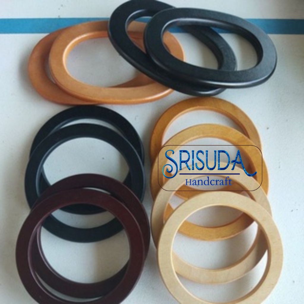 หูไม้ ทรงกลม/ทรงรี 17*11cm.  13cm.ไม้แท้ แพ็ค2ชิ้น อุปกรณ์เสริมกระเป๋าDIY