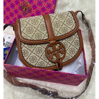 TORY BURCH MILLER CANVAS QUADRANT SADDLE BAG