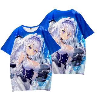 ใหม่ เสื้อยืดแขนสั้นลําลอง พิมพ์ลายอนิเมะ Azur Lane 3D ทรงหลวม สําหรับผู้ชาย และผู้หญิง