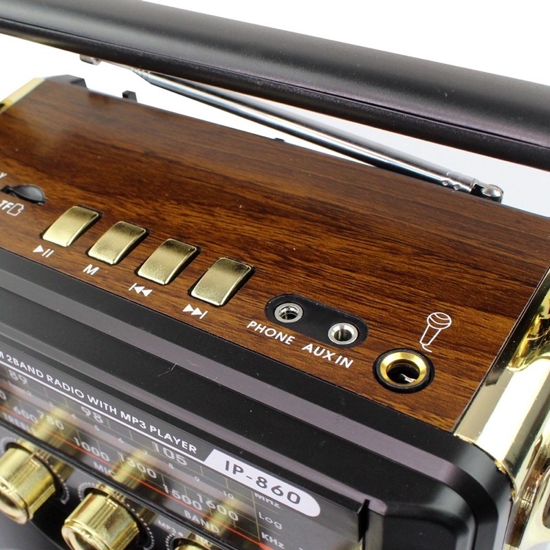 วิทยุ IP-860 ฟังได้ทั้ง Bluetooth FM/AM/เล่นUSBได้/SD/MP-3/ รุ่น Portable-karaoke-box-microphone-radio-fm-usb-01d-K3