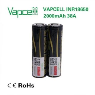 Vapcell INR18650 2000mAh 3.7V black ได้ถ่าน 2 ก้อน แถมกระเป๋าใส่ถ่าน