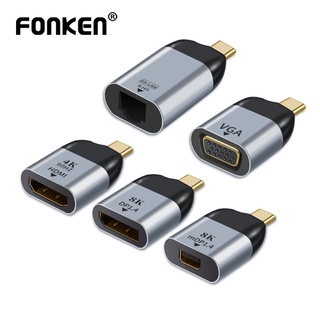 Fonken อะแดปเตอร์แปลง Otg Micro Usb-C To Vga Dp Type C เป็น Hdmi อะแดปเตอร์แปลงวิดีโอสายเคเบิ้ลสําหรับ Xiaomi Huawei