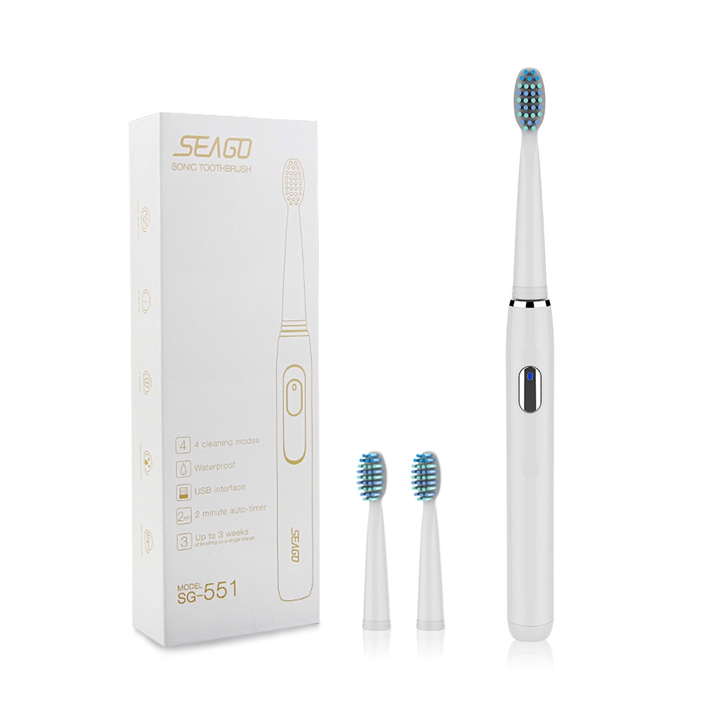 SEAGO Electric Toothbrush Rechargeable Sonic Toothbrush with 3 Brush ...