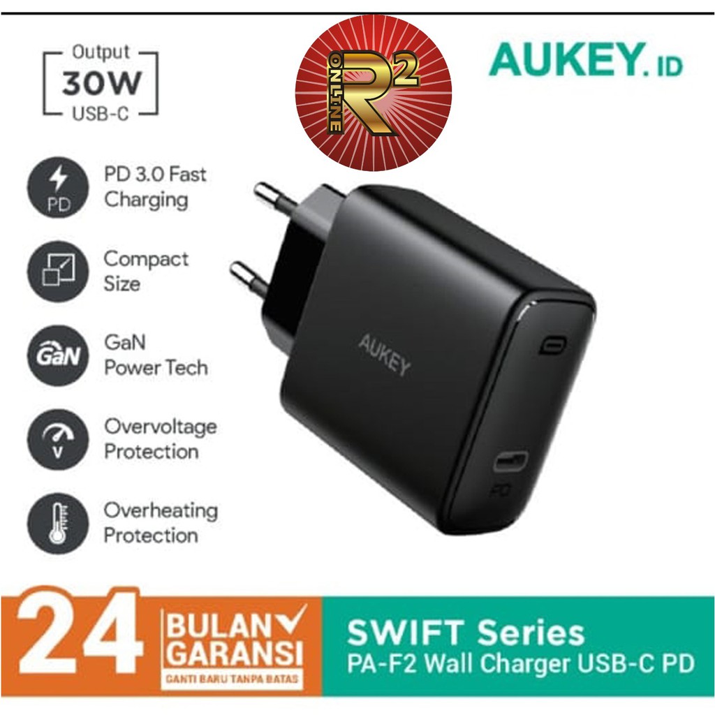 Aukey Charger PA-F2 Swift Series 30W PD Charger การรับประกัน Aukey อย่างเป็นทางการของแท้