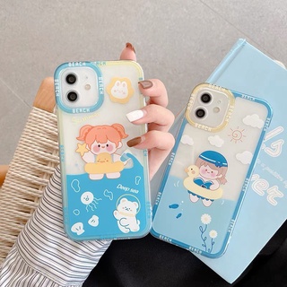 262 เคส TPU แบบนิ่ม ลายดั้งเดิม อุปกรณ์ป้องกันมือถือ ลายสีฟ้า