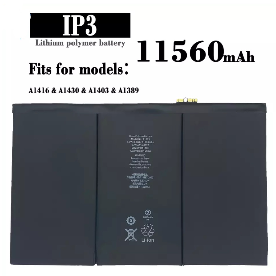 แบตเตอรี่ ใช้สำหรับ ไอแพด 3 4 A1416 A1430 A1403 A1458 A1459 A1460  Battery For IPA 3/4รับประกัน 6 เดือน