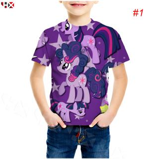 HX My Little Pony Rainbow Pony 3D พิมพ์ลำลองชายและหญิงเด็กเสื้อยืดแขนสั้นลำลอง