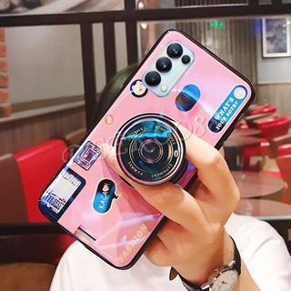 โทรศัพท์Case OPPO Reno5 Pro 5G ปลอกซิลิโคนน่ารักแฟชั่นกล้องยืนHolderปกหลัง เคส OPPO Reno5