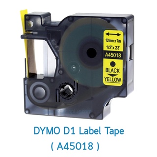 เทปพิมพ์อักษร DYMO D1 (45018)  12มม.x7ม. ตัวอักษรดำ เทปเหลือง