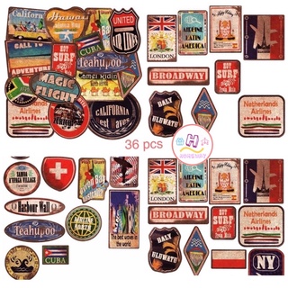 Sticker สติ๊กเกอร์ CLASSIC H 88 ป้าย คลาสสิค 36ชิ้น America ทะเล London NY Hawii ชายหาด วิทเทจ แคมป์ปิ้ง Italia ของ เก่า