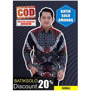 Sumali PANJANG BATIK INDONESIA BATIK SOLO BATIK เสื้อเชิ้ตแขนยาว LAPIS MODERN PREMIUM Top Fine Cotton KEMBANG PARI SASTRO Blue ARDANA Blue CIUNG Blue WANGSA MERAH ANJASMARA MACAN SOGAN DEWATA SOGAN KASMARAN BATIK SOLO